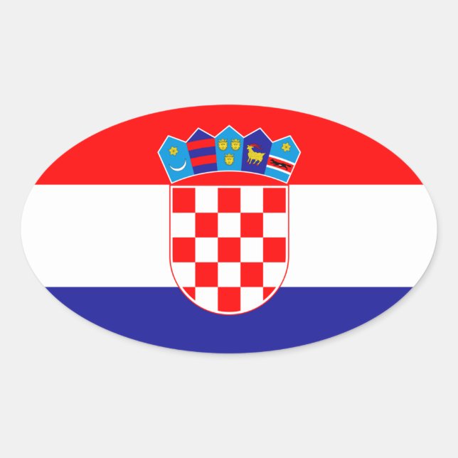 Pegatina Ovalada Bandera de Croacia (Anverso)