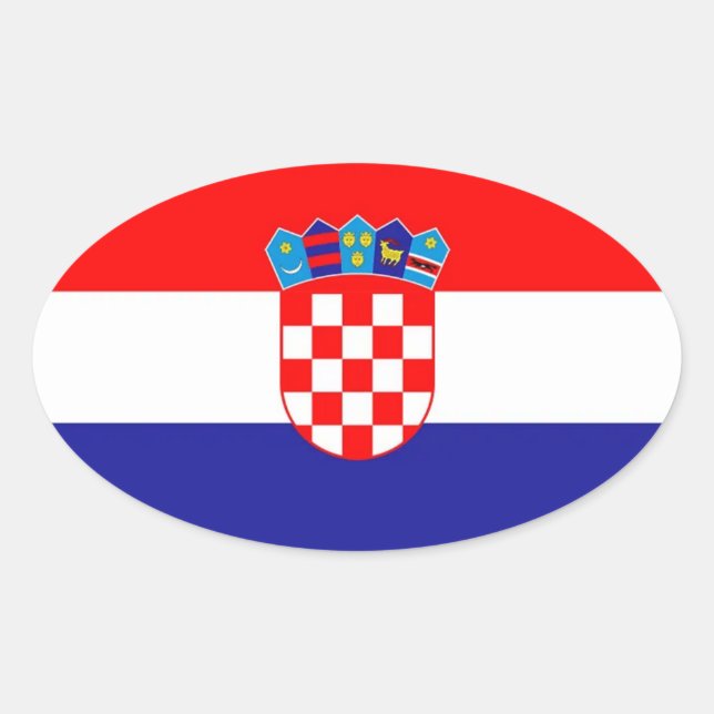 Pegatina Ovalada Bandera de Croacia (Anverso)