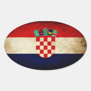 Pegatina Ovalada Bandera de Croacia