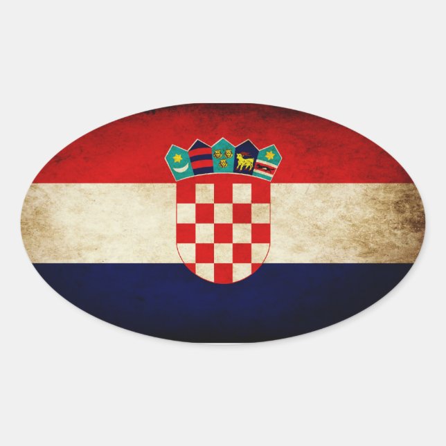 Pegatina Ovalada Bandera de Croacia (Anverso)