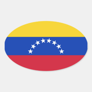 Pegatina Ovalada Bandera de CUATRO Venezuela