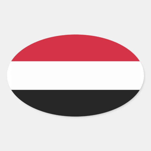 Pegatina Ovalada Bandera de cuatro Yemen (Anverso)