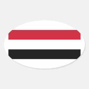 Pegatina Ovalada Bandera de cuatro Yemen