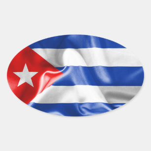 Pegatina Ovalada Bandera de Cuba
