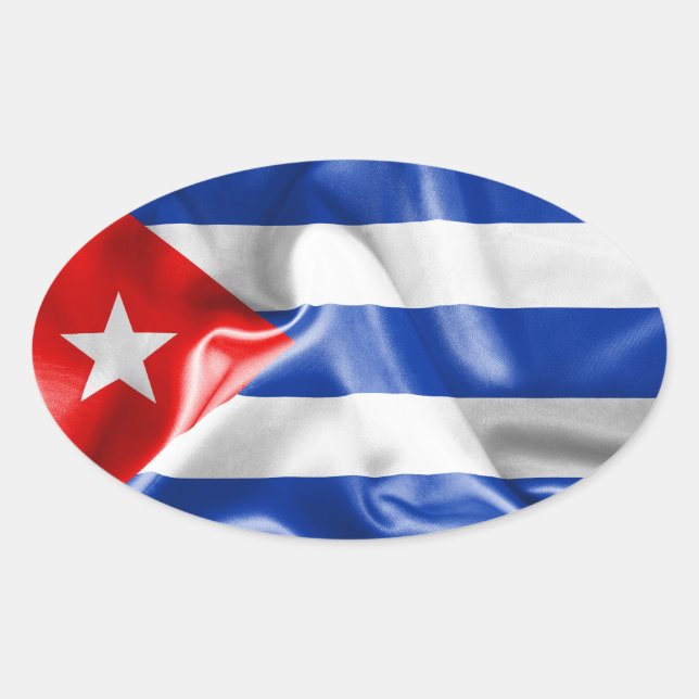 Pegatina Ovalada Bandera de Cuba (Anverso)