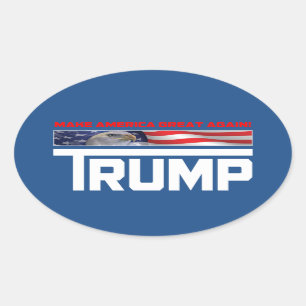 Pegatina Ovalada Bandera de Donald Trump los E.E.U.U.