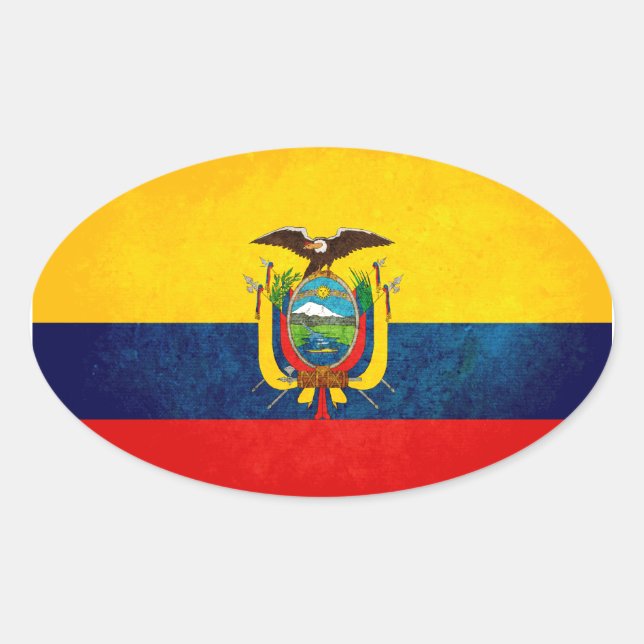 Pegatina Ovalada Bandera de Ecuador (Anverso)