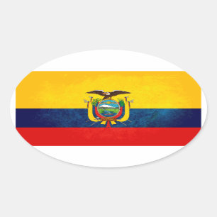Pegatina Ovalada Bandera de Ecuador