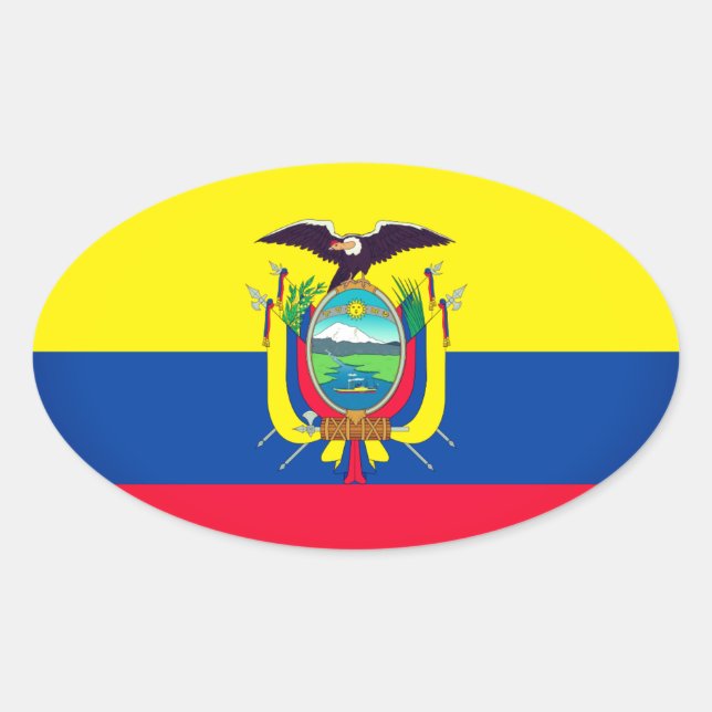 Pegatina Ovalada Bandera de Ecuador (Anverso)