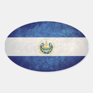Pegatina Ovalada Bandera de El Salvador