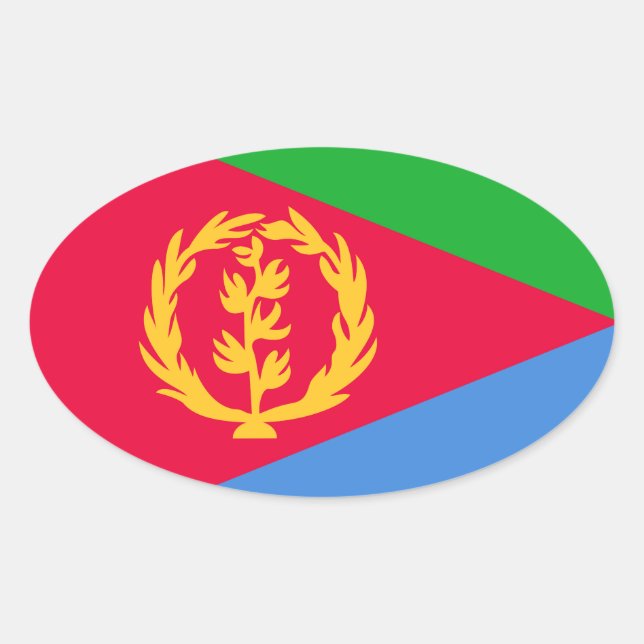 Pegatina Ovalada Bandera de Eritrea (Anverso)
