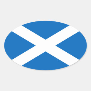 Pegatina Ovalada Bandera de Escocia: azul con líneas diagonales bla