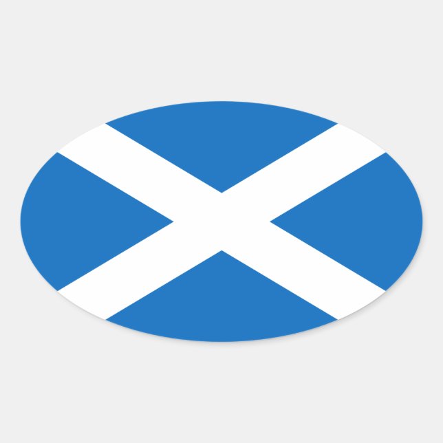 Pegatina Ovalada Bandera de Escocia - Bratach na h-Alba (Anverso)