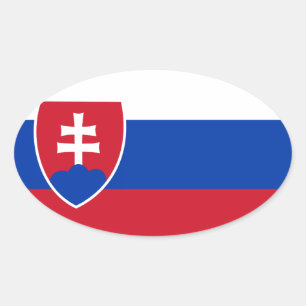 Pegatina Ovalada Bandera de Eslovaquia