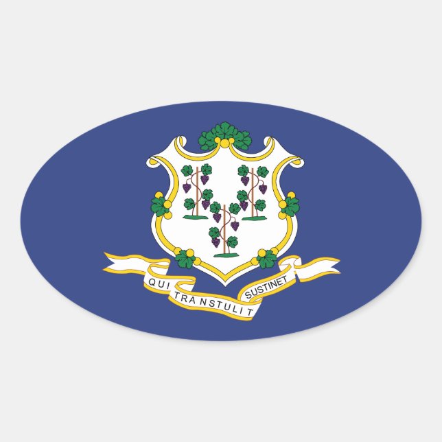 Pegatina Ovalada Bandera de estado de Connecticut (Anverso)