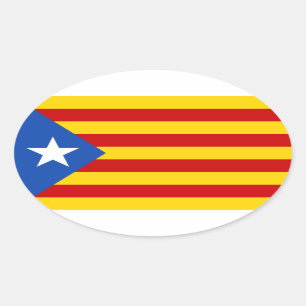 Pegatina Ovalada Bandera de Estelada Cataluña