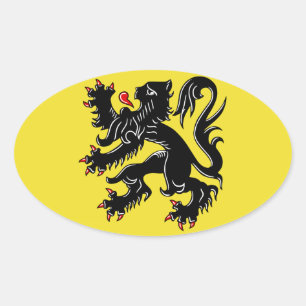 Pegatina Ovalada Bandera de Flandes (Bélgica)