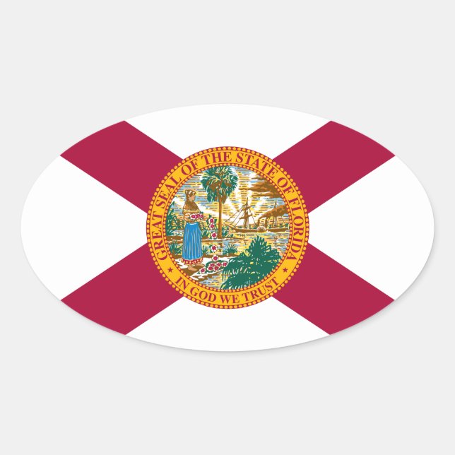 Pegatina Ovalada Bandera de Florida (Anverso)