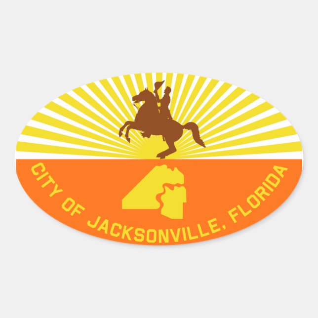 Pegatina Ovalada Bandera de FOUR Jacksonville (Anverso)