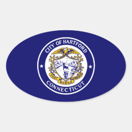 Pegatina Ovalada Bandera de Hartford, Connecticut