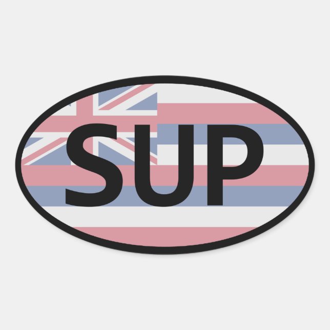 Pegatina Ovalada Bandera de Hawaii Standup Paddling (Anverso)