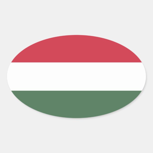 Pegatina Ovalada Bandera de Hungría (Anverso)