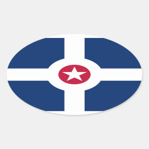 Pegatina Ovalada Bandera de Indianápolis, Indiana
