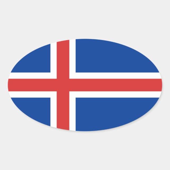 Pegatina Ovalada Bandera de Islandia (Anverso)