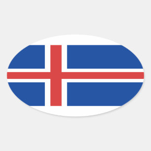 Pegatina Ovalada Bandera de Islandia