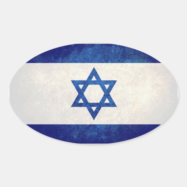 Pegatina Ovalada Bandera de Israel (Anverso)