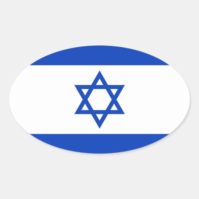 Pegatina Ovalada Bandera de Israel (Anverso)