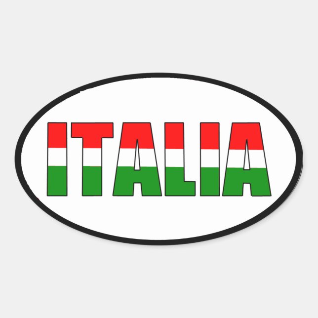 Pegatina Ovalada Bandera de Italia (Anverso)