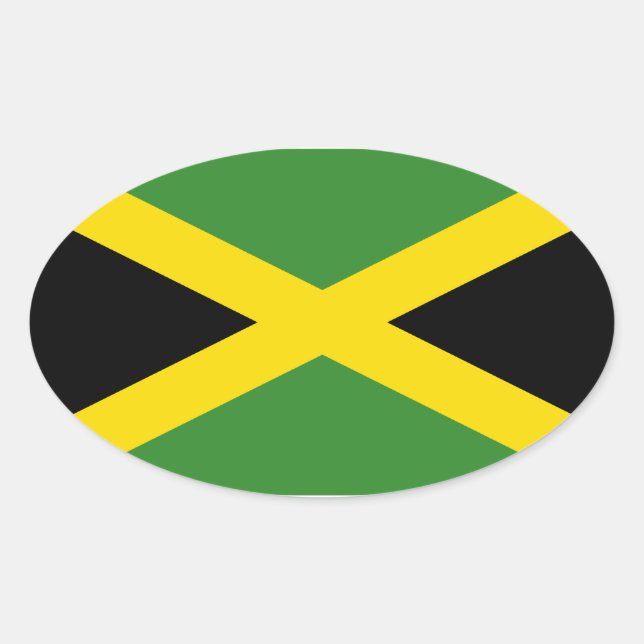 Pegatina Ovalada Bandera de Jamaica (Anverso)