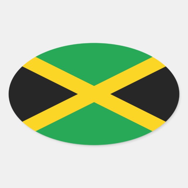 Pegatina Ovalada Bandera de Jamaica (Anverso)