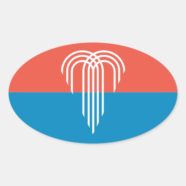 Pegatina Ovalada Bandera de Kansas City (2023), Misuri (Anverso)