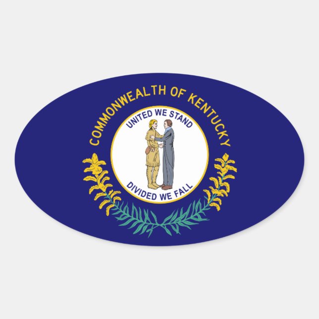 Pegatina Ovalada Bandera de Kentucky (Anverso)