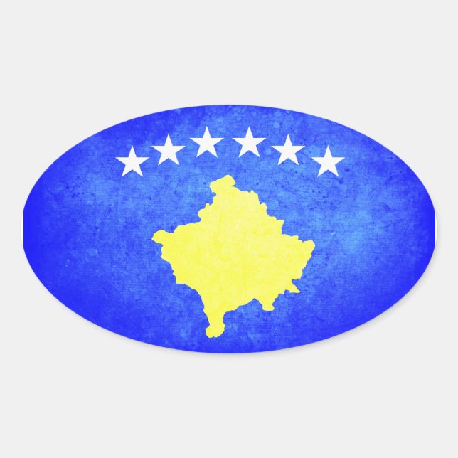 Pegatina Ovalada Bandera de Kosovo (Anverso)