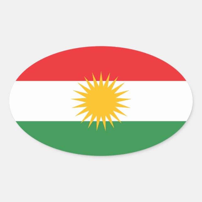 Pegatina Ovalada Bandera de Kurdistán (Anverso)