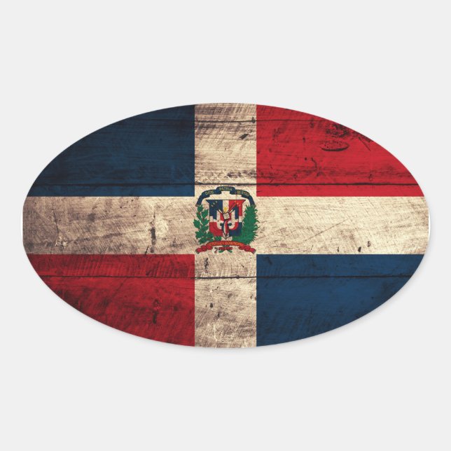 Pegatina Ovalada Bandera de la Antigua República Dominicana de made (Anverso)