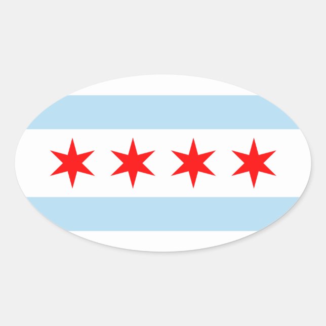 Pegatina Ovalada Bandera de la camiseta de Chicago (Anverso)