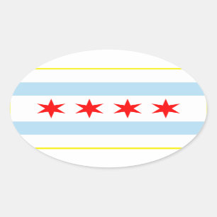 Pegatina Ovalada Bandera de la camiseta de Chicago