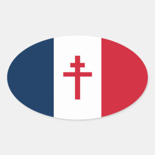 Pegatina Ovalada Bandera de la Francia Libre