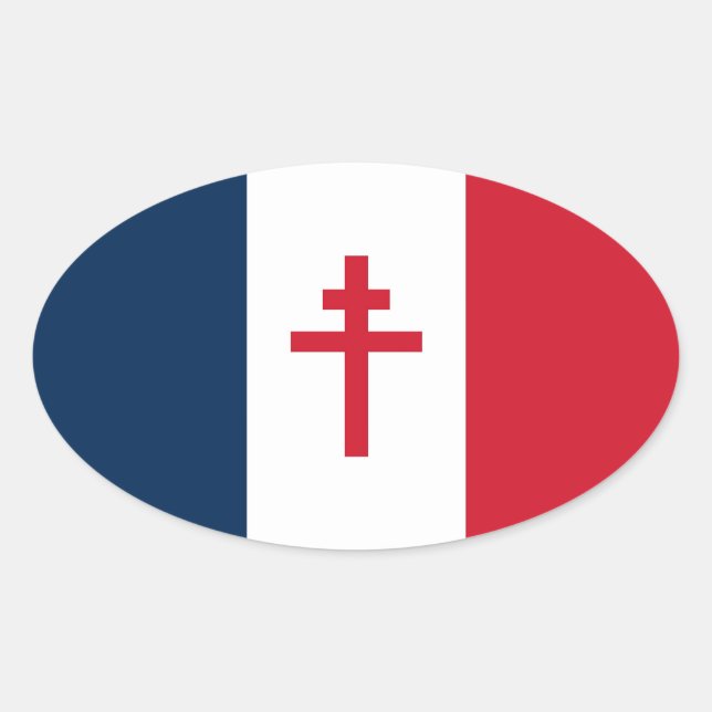 Pegatina Ovalada Bandera de la Francia Libre (Anverso)