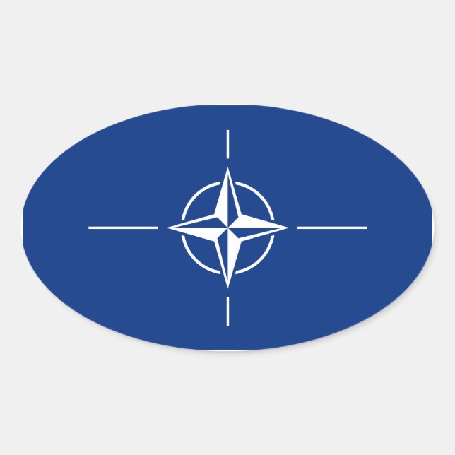 Pegatina Ovalada Bandera de la OTAN (Anverso)