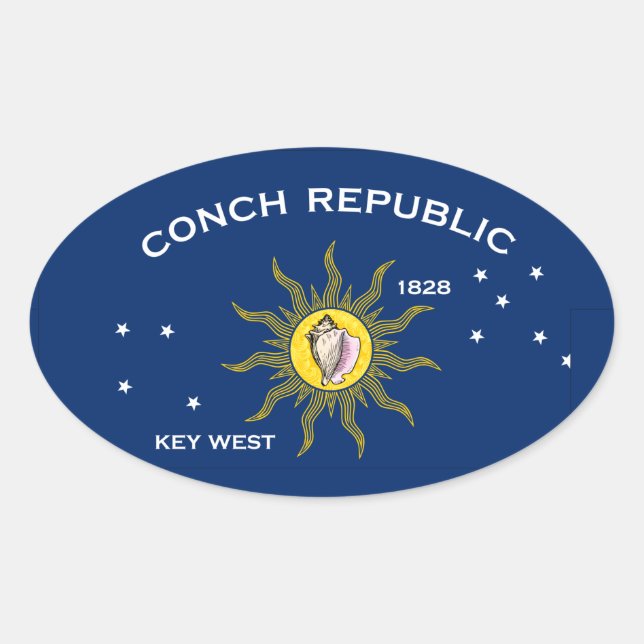 Pegatina Ovalada Bandera de la República de Conch (Anverso)