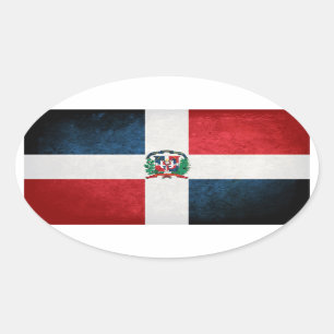 Pegatina Ovalada Bandera de la República Dominicana