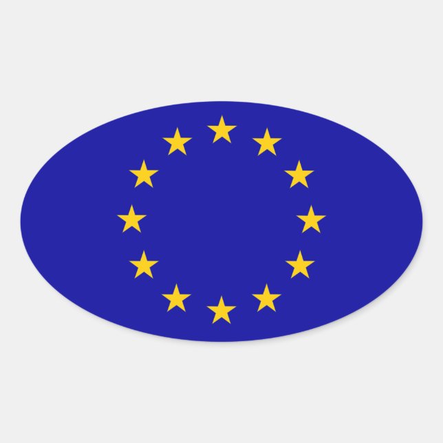 Pegatina Ovalada Bandera de la Unión Europea (Anverso)