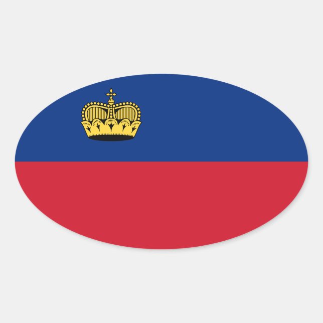 Pegatina Ovalada Bandera de Liechtenstein (Anverso)