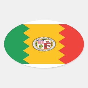 Pegatina Ovalada Bandera de Los Ángeles, California