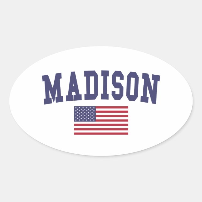 Pegatina Ovalada Bandera de Madison AL US (Anverso)
